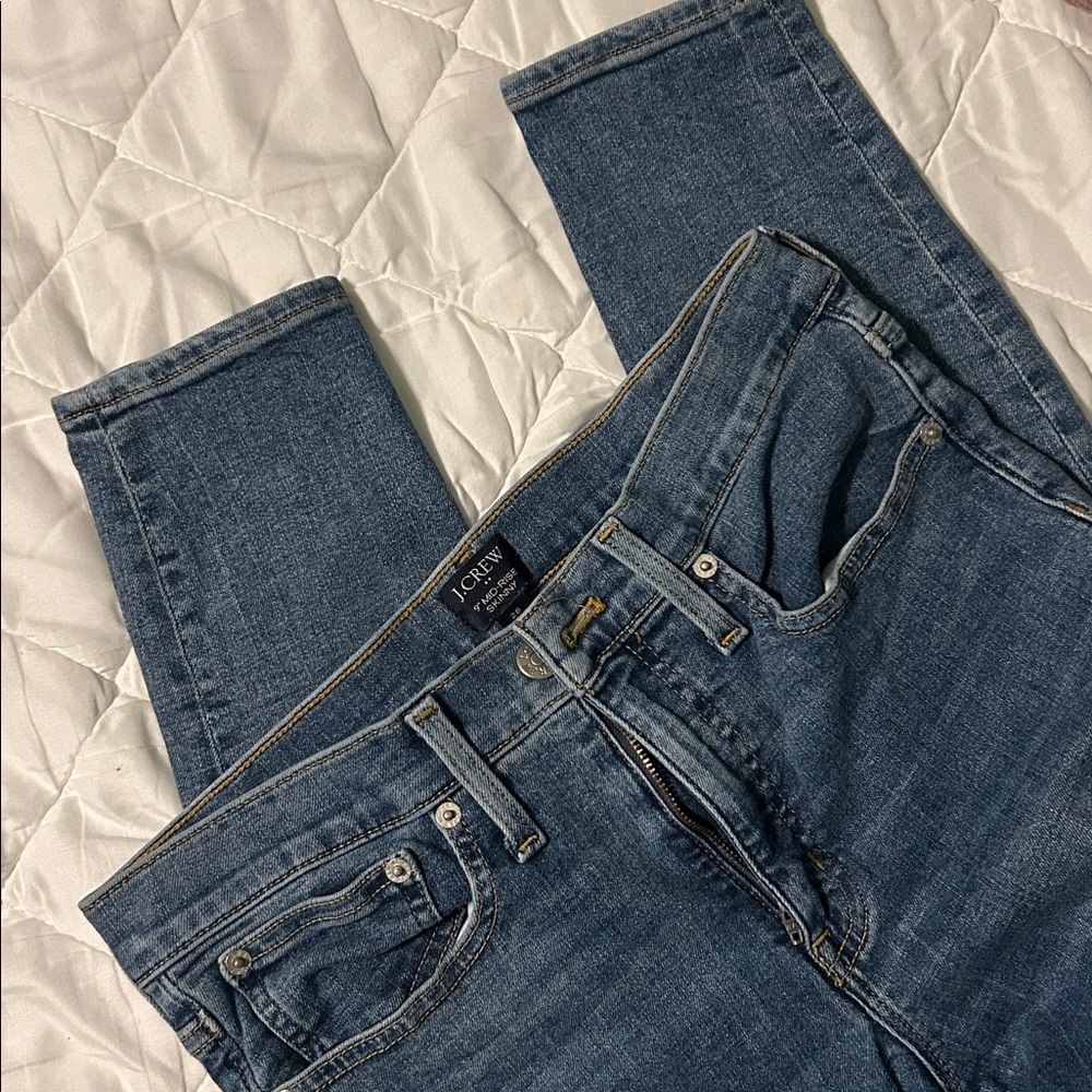J. Crew 9” Mid-Rise Skinny blue jeans